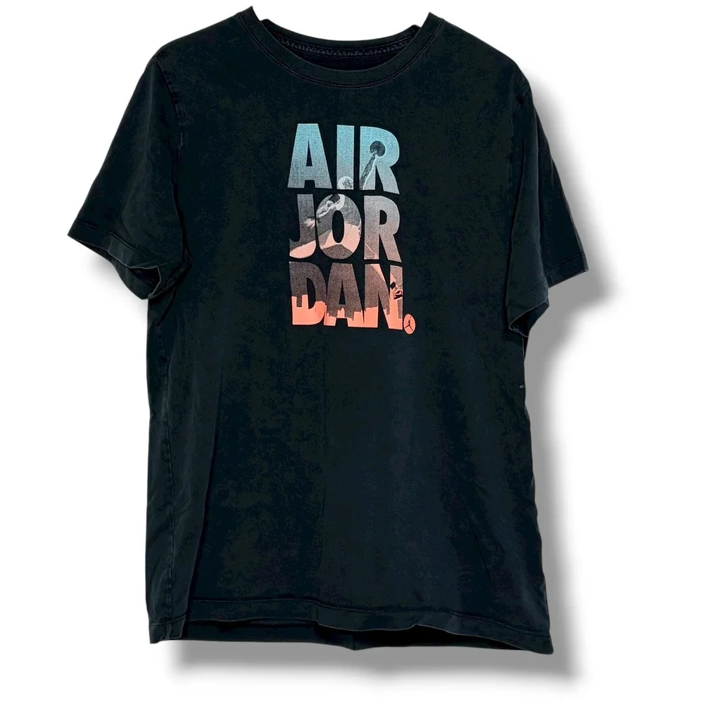 Nike Air Jordan Men's Black‎ Graphic T Shirt Short Sleeve Crew Neck XL Grunge